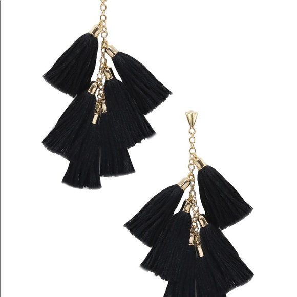 ettika Jewelry - Ettika day dreamer black gold tassel earrings NEW
